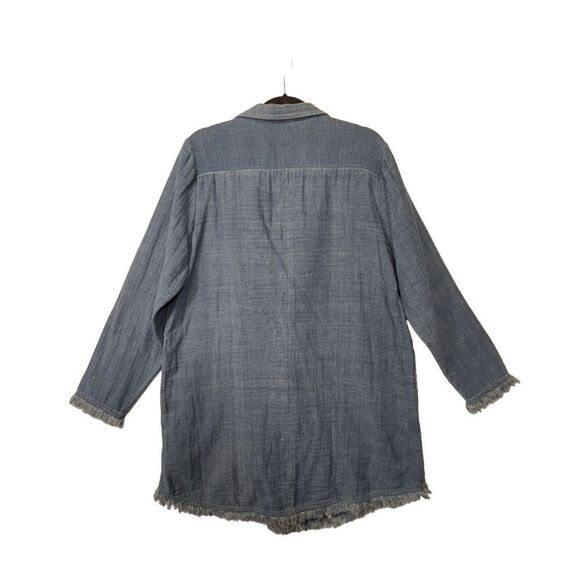 Soft Surroundings Chambray Denim Frayed Edge Longline Jacket xl - Picture 11 of 15